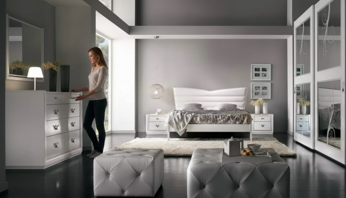 Luxus Schlofzëmmer Miwwelen Bett 2x Nuesschränk Set Kommode Miwwelen 6 Deeler. Neiw.
