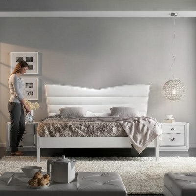 Design Miwwel Bett 2x Nuetsdëscher 3-deeleche Schlofzëmmer Set Luxus Better Nei