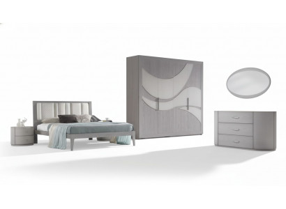 Schlofzëmmer Bett 2x Nuetsdëscher Kleederschaf Kommode Luxus Set 5 Deeler.