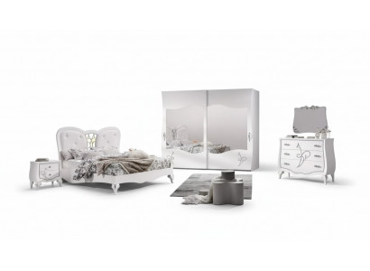 Schlofzëmmer 5-Deel Set Bett 2x Nuetsdëscher Schaf Modern Miwwelen
