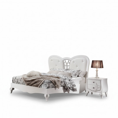 Bett 2x Nuetsdëscher 3-tlg. Schlofzëmmer Set Design Miwwelen Modern Luxus Nei