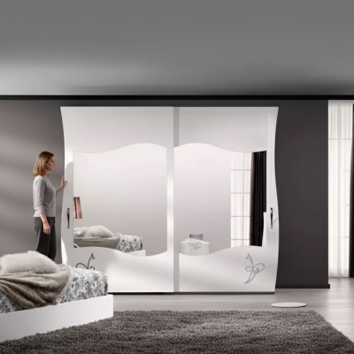Moderne Massivholz Kleederschaf Schlofzëmmer Regal Schaf Wäiss Nei