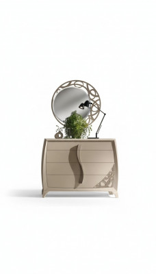 Set Kommode Spigel Designer Luxus Konsol Kommoden Miwwelen Holz Beige