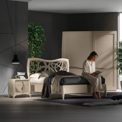 Bett 2x Nuetsdëscher 3tlg. Schlofzëmmer Design Luxus Schlofzëmmer Miwwelen