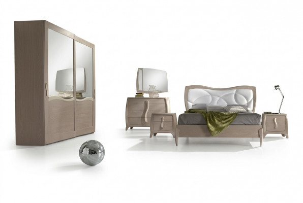 Bett 2x Nuetsdëscher 6-Stéck Schlofzëmmer Set Design Modern Luxus Miwwelen Nei