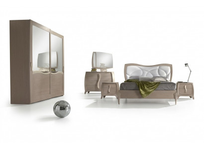 Bett 2x Nuetsdëscher 6-Stéck Schlofzëmmer Set Design Modern Luxus Miwwelen Nei