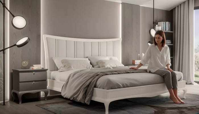 Design-Schlofzëmmer 3-tlg. Bett 2x Nuetstiesch Modern Luxus Better Miwwelen