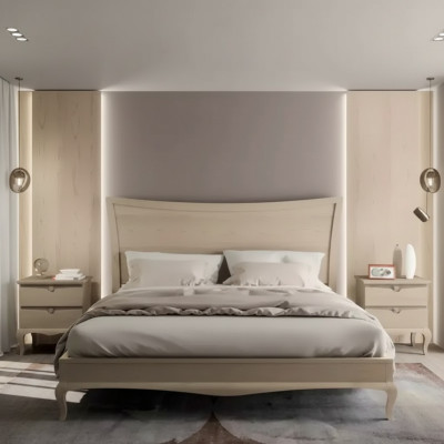 Design Miwwelen Modern Luxus Bett 2x Nuetsdësch Schlofzëmmer Set 3 Deeler. Nei
