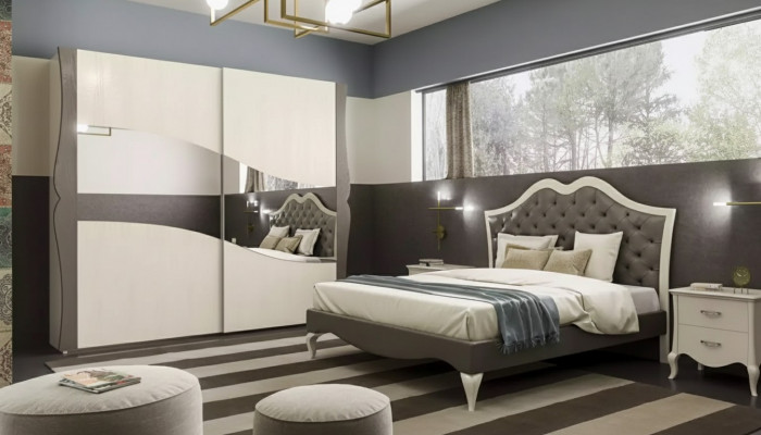 Design Better Schlofkummer Bett 2x Nuetsdëscher Modern Luxus Miwwelen 3tlg