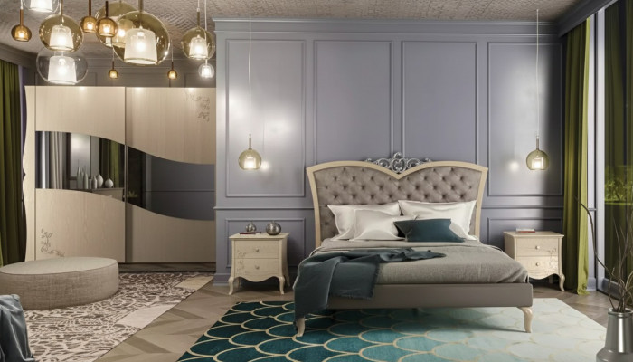 Schlofkummer Bett 2x Nuetsdëscher Luxus Komplett Setzer Miwwelen Zëmmer 4tl.
