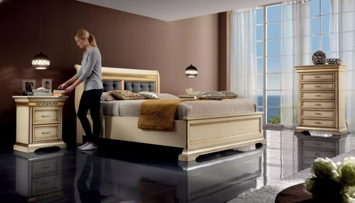 Komplett Schlofkummer Design Modern Luxus Bett 2x Nuechtstësch Kommode