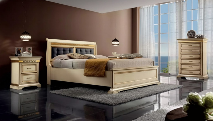 Komplett Schlofkummer Design Modern Luxus Bett 2x Nuechtstësch Kommode