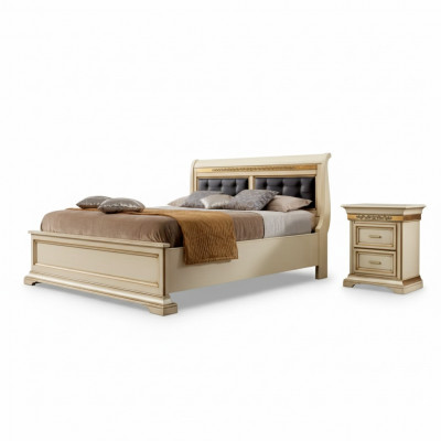 Bett 2x Nuetsdëscher 3tlg. Schlofzëmmer Set Designer Luxus Komplett Setzer