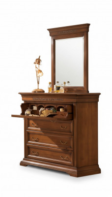 Kommode mat Spigel Holz Design 2tlg. Schlofzëmmer Garnitur Sideboard