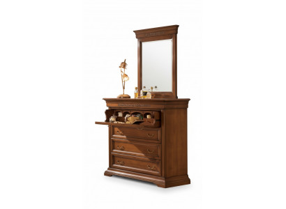 Kommode mat Spigel Holz Design 2tlg. Schlofzëmmer Garnitur Sideboard
