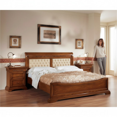 Schlofzëmmer Komplett Bett 2x Nuetsdëscher Set Luxus Miwwelen 3 Stéck. Brong