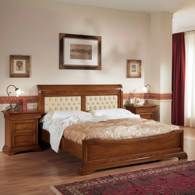 Schlofzëmmer Komplett Bett 2x Nuetsdëscher Set Luxus Miwwelen 3 Stéck. Brong