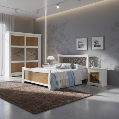 Schlofzëmmer Miwwelen 3tl. Set Bett Massivholz Nuetsdëscher 2x Better Holz
