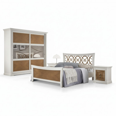 Schlofzëmmer Miwwelen 3tl. Set Bett Massivholz Nuetsdëscher 2x Better Holz
