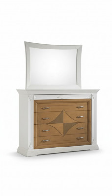 Kommod mat Spigel Sideboards Holz Kommoden Miwwelen 2tlg Wäiss Italien