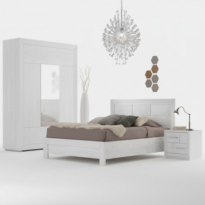 Design Schlofkummer 3tlg. Bett 2x Nuechtstëscher Modern Luxus Set Miwwelen Nei
