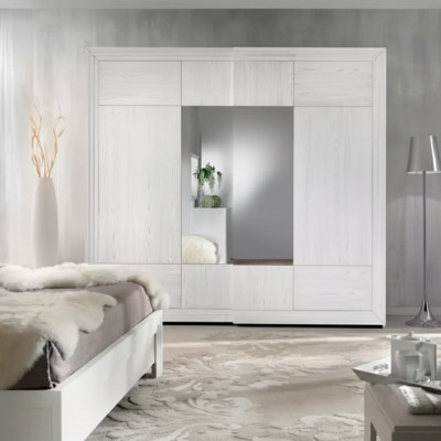Kleederschaf Wäiss Schaf Holz Schlofzëmmer Design Modern Miwwelen Nei