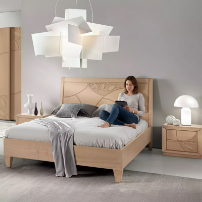 Design-Schlofkummer 3-teileg. Bett 2x Nuetsdësch Modern Luxus Better Set