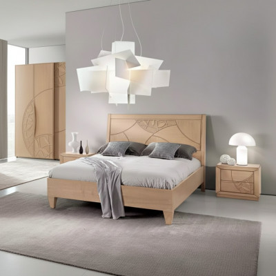 Design-Schlofkummer 3-teileg. Bett 2x Nuetsdësch Modern Luxus Better Set