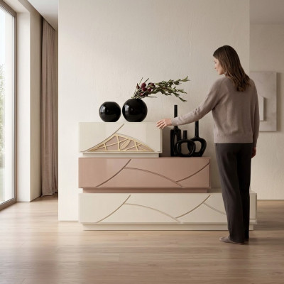 Italienesch Miwwel Design Kommoud Modern Beige Luxus Holz Miwwelen Nei