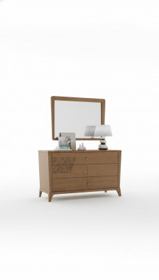 Schlofkummer Kommode mat Spigel Holz Miwwel Schaf Braun Modern Nei