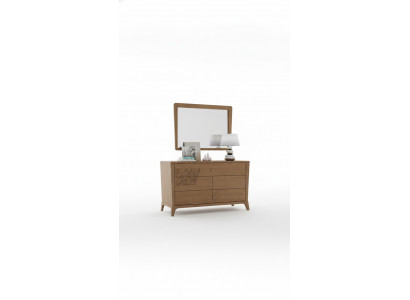 Schlofkummer Kommode mat Spigel Holz Miwwel Schaf Braun Modern Nei
