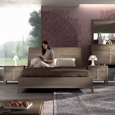 Bett-Schlofkummer-Set Designer Luxus Komplett 2x Nuetsdëscher 3tlg.