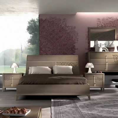 Bett-Schlofkummer-Set Designer Luxus Komplett 2x Nuetsdëscher 3tlg.