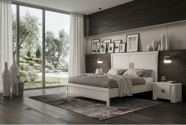 Bett 2x Nuetsdëscher 3tlg Schlofzëmmer Set Design Modern Luxus Miwwel