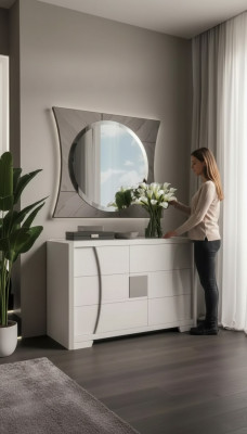 Kommode mat Spigel Luxus Konsole Kommode Schlofzëmmer Neit 2-Teile Set