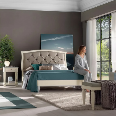 Bett 2x Nuetsdëscher 3 tlg. Schlofzëmmer Set Design Modern Luxus Grupp