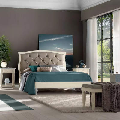 Bett 2x Nuetsdëscher 3 tlg. Schlofzëmmer Set Design Modern Luxus Grupp