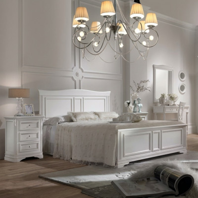 Komplett Schlofzëmmer, Bett, 2x Nuetsdëscher, 3-teileg Set, Designer Luxus
