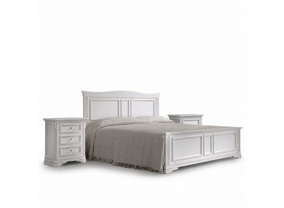 Komplett Schlofzëmmer, Bett, 2x Nuetsdëscher, 3-teileg Set, Designer Luxus