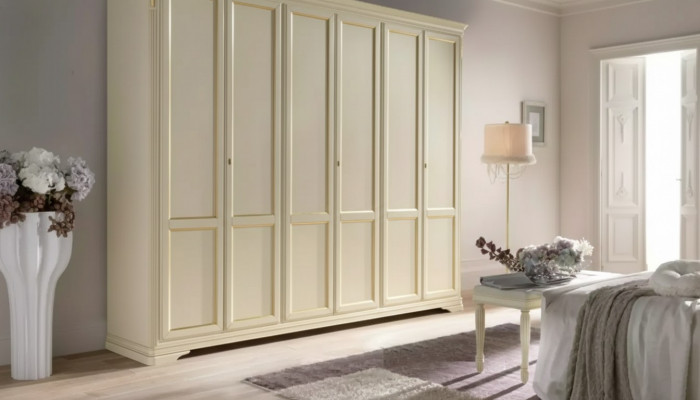 Kleederschaf Beige Luxus Miwwelen Italieniech Ariichtung Schlofkummer