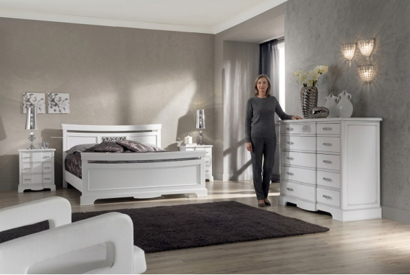 Bett 2x Nuetsdëscher 4-Deeler Schlofzëmmer Set Modern Luxus Schlofzëmmer Nei