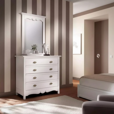 Italienesch Designer Miwwelen aus Holz, 2 Deeler Set Miwwelen Stil Luxus Kommode mat Spigel