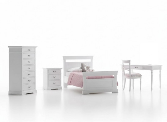 Set Bett, Kleederschaf, Schreifdësch 4 Deeler Komplett Jugendzëmmer Nei