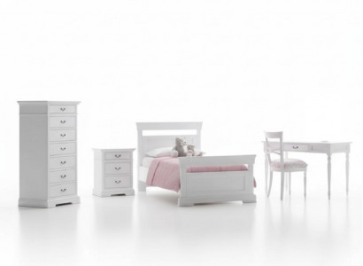 Set Bett, Kleederschaf, Schreifdësch 4 Deeler Komplett Jugendzëmmer Nei
