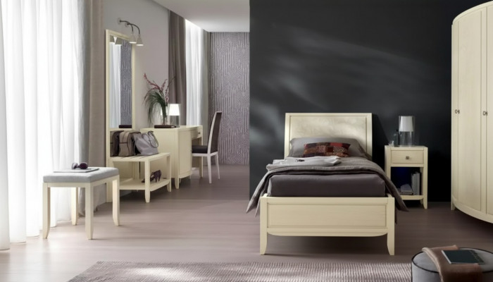 Luxus Komplett-Schlofzëmmer-Set Beige Schreifdësch Bett Nuetsdësch Nei