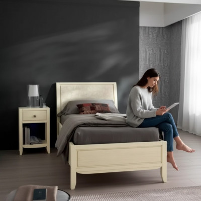 Luxus Schlofkummer Set Nuetsdësch Bett 2-Deel Komplett Set Design Ariichtung Nei