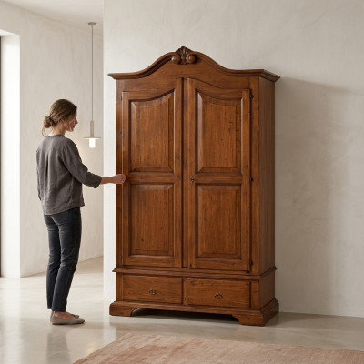Kleederschaf Schlofkummer Design Holz Italienesch Miwwelen Brong Nei