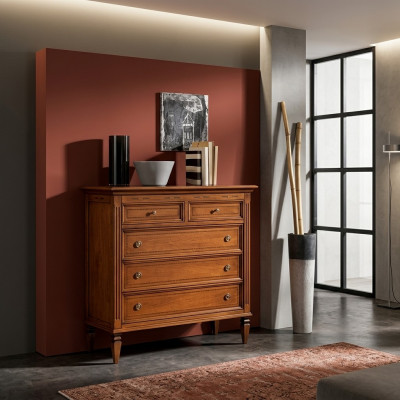 Luxus Schlofkummer Kommode mat 5 Tirangen Holzschaf Design Miwwelen Neit