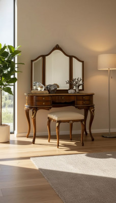 Make-up Dësch Spigel Luxus Konsol Kommod Schlafzimmer Holz Design Nei