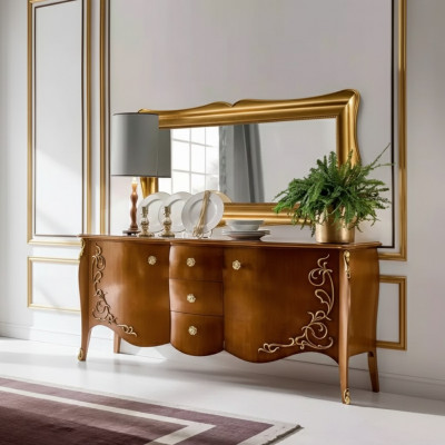 Sideboard Italienesch Miwwelen Spigel 2-teilg Kommode Sideboard Schaf Holz
